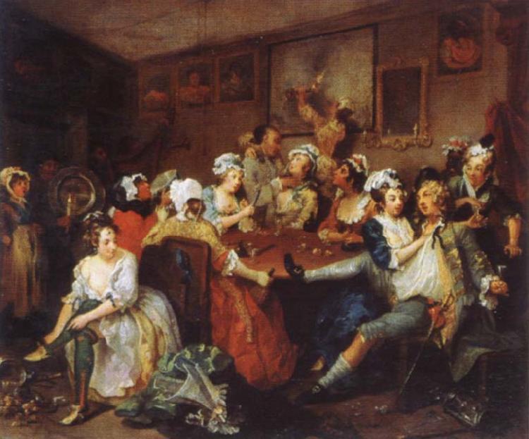 William Hogarth The Rake-s Progress the orgy Sweden oil painting art